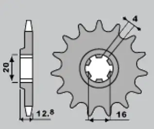 PBR řetězové kolečko přední 801 13 TM 125 EN '00-'05, TM 125 MX '00-'04, TM 80 '93-'01 (řetěz 520) (MADE IN ITALY) Expresní Doručení